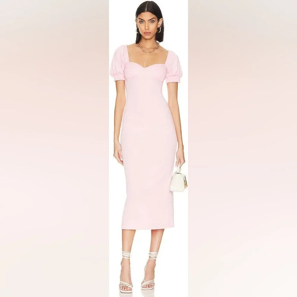 Free People Beach Bel Air Midi‎ Dress Pink  Medium Feminine Resort Date Sundress - Picture 4 of 9